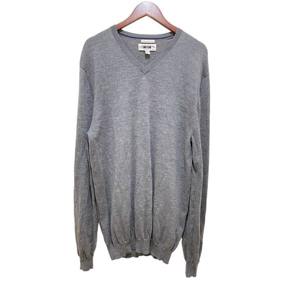 Joseph Abboud Merino Wool Sweater 2XLT Gray V-Neck Lightweight Pullover Casual - Picture 2 of 7